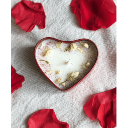 Bougie coeur pomme d'amour vue de dessus