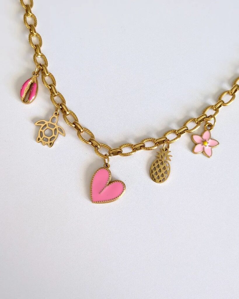 Collier Charms "Pink summer"