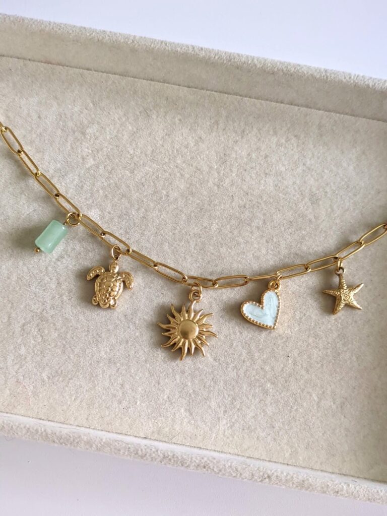 Collier Charms "Vert d'eau"