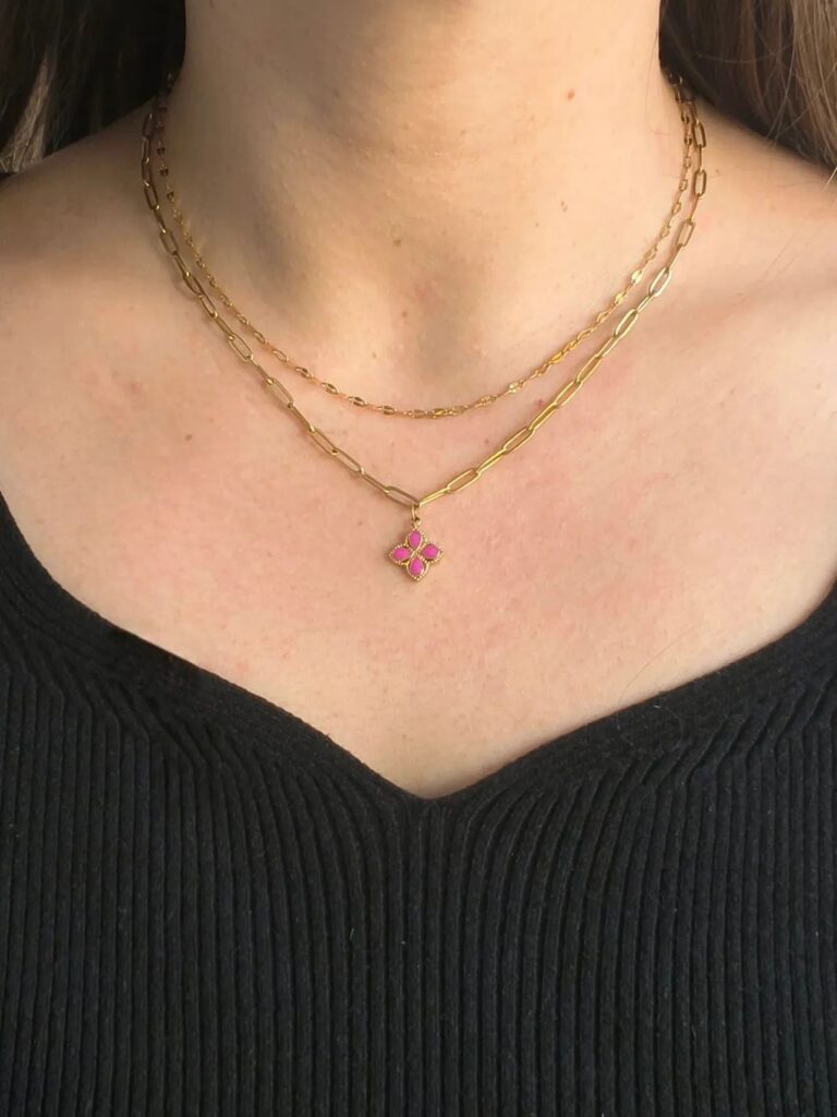 Collier double rang Fleur