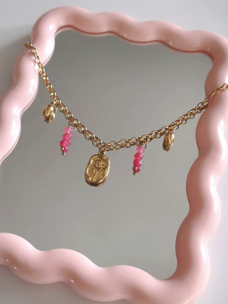 Collier Charms "Pink Tulips"