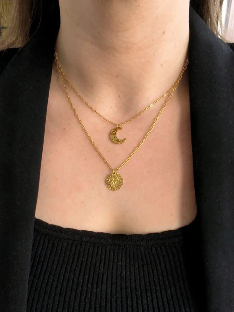 Collier double Lune et Soleil